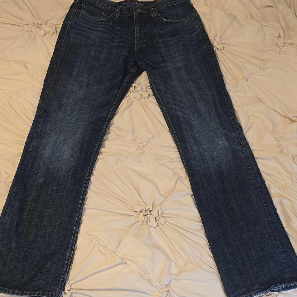 Banana Republic Mens Dark Wash Straight Leg Denim Jeans 32x34